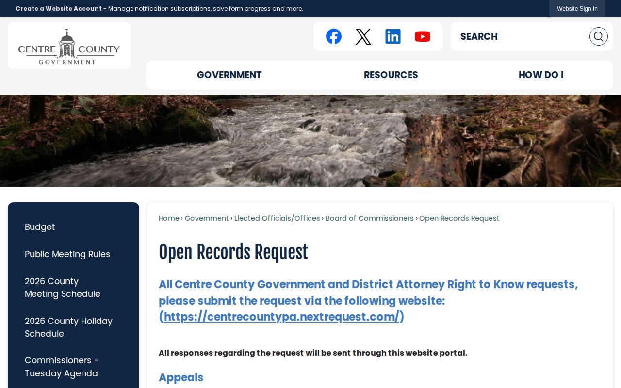 Centre County 72-hour release open-records instructions