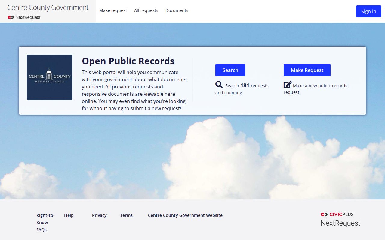 Centre County 72-hour release records request portal